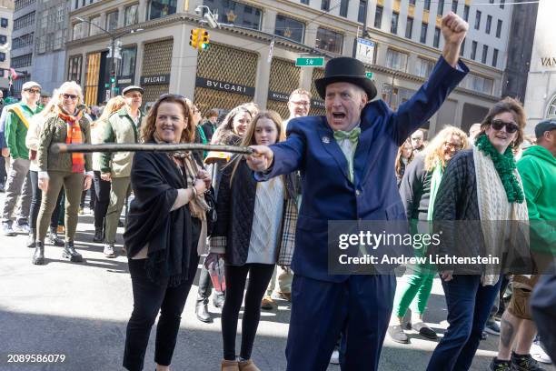 Participants march in the annual St. Patricks Day Parade on March 16, 2024 in New York City. This is the 236th year of the parade, making it the...