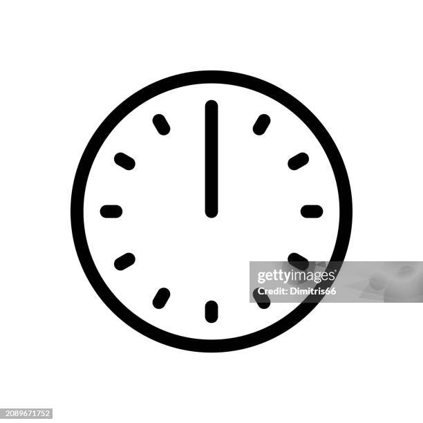 illustrazioni stock, clip art, cartoni animati e icone di tendenza di icona dell'orologio con tratto modificabile - mezzogiorno