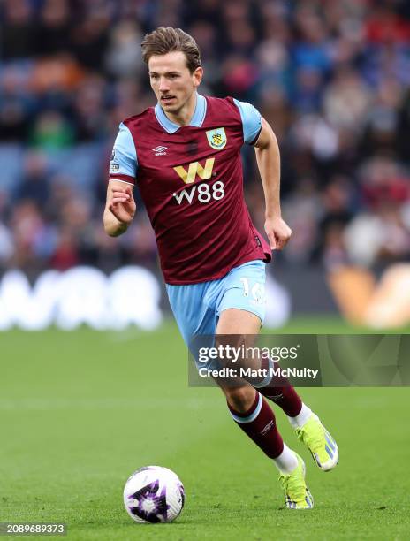Sander Berge of Burnley during the Premier League match between Burnley FC and Brentford FC at Turf Moor on March 16, 2024 in Burnley, England.