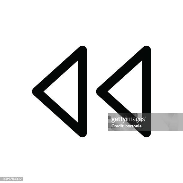 media thin line icon - editable stroke - rewind symbol stock illustrations