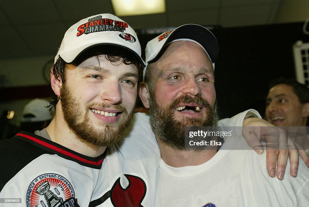 Tverdovsky and Daneyko celebrate