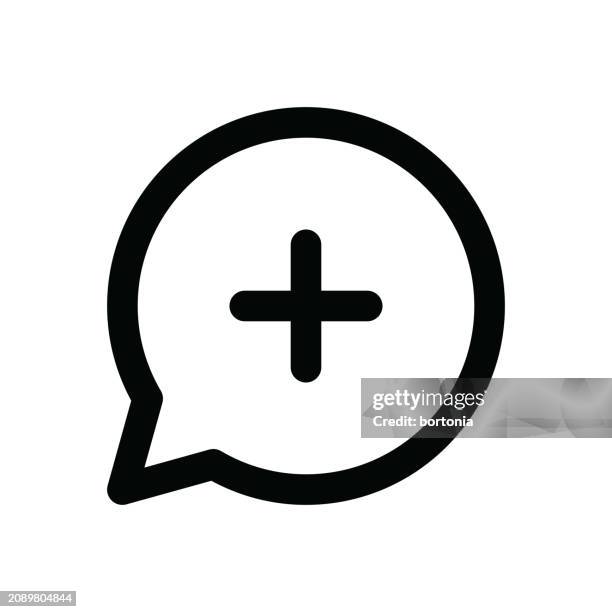 ilustraciones, imágenes clip art, dibujos animados e iconos de stock de communication thin line icon - editable stroke - signo de más