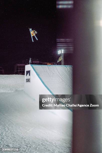 Mathilde Gremaud of Team Switzerland during the FIS Freeski World Cup Men's and Women's Big Air on March 15, 2024 in Tignes, France.