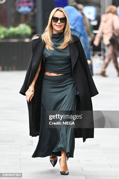 Amanda Holden is seen leaving Global Studios on March 19, 2024 in London, United Kingdom.