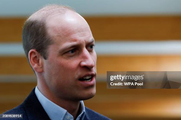 Prince William, Prince of Wales visits a housing workshop to discuss solutions to support local families at risk of homelessness on March 19, 2024 in...