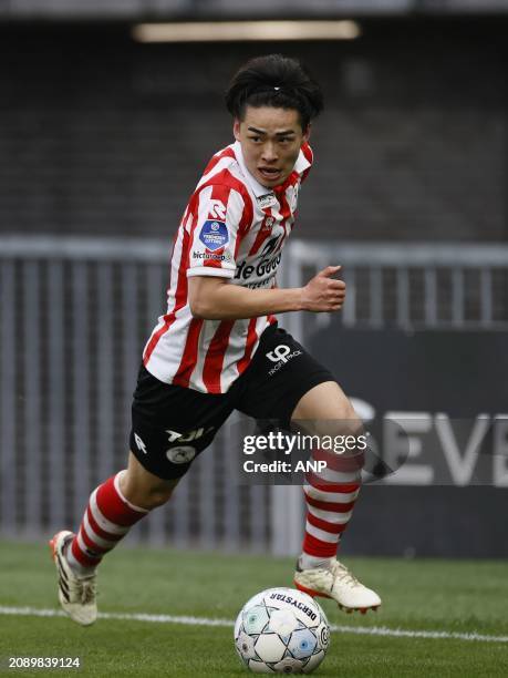 Koki Saito of Sparta Rotterdam during the Dutch Eredivisie match between Sparta Rotterdam and Ajax at Sparta Stadium Het Kasteel on March 17, 2024 in...