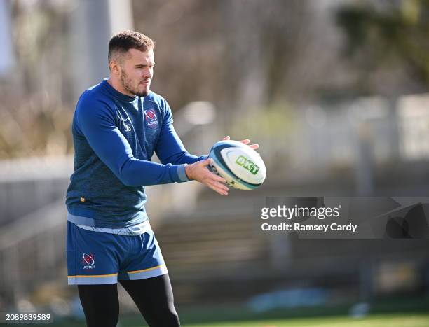 Northern Ireland , United Kingdom - 19 March 2024; Jacob Stockdale during Ulster Rugby squad training at the Kingspan Stadium in Belfast.