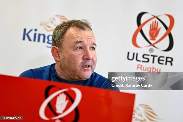 Northern Ireland , United Kingdom - 19 March 2024; Interim head coach Richie Murphy during an Ulster Rugby media conference at the Kingspan Stadium...