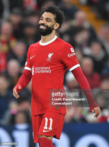 Liverpool's Mohamed Salah during the UEFA Europa League 2023/24 round of 16 second leg match between Liverpool FC and AC Sparta Praha at Anfield on...