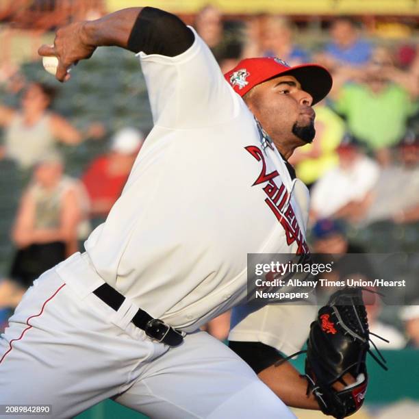 Tri-City ValleyCats' pitcher Hector Perez during Saturday's game against the Connecticut Tigers at Joe Bruno Stadium June 18, 2016 in Troy, NY.