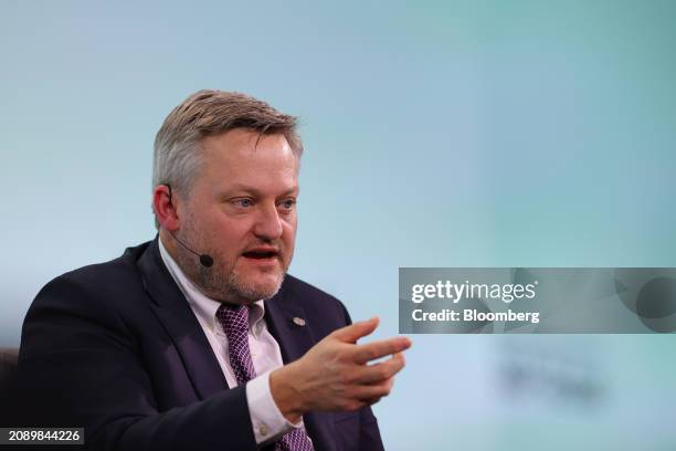 Murray Auchincloss, chief executive officer of BP Plc, speaks during the 2024 CERAWeek by S&P Global conference in Houston, Texas, US, on Tuesday,...