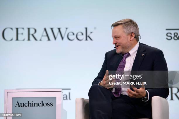 Of BP Murray Auchincloss speaks during the CERAWeek oil summit in Houston, Texas, on March 19, 2024.