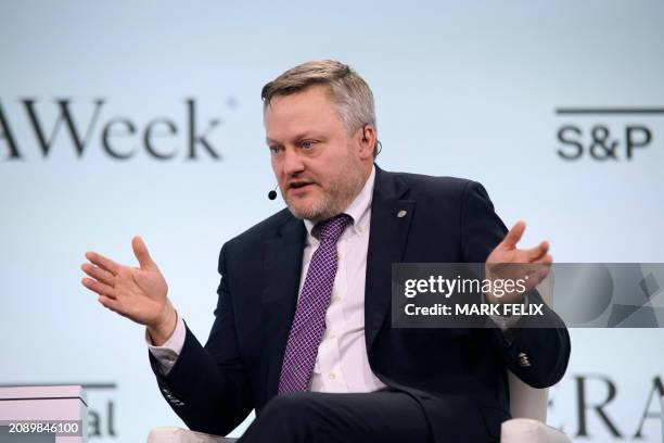 Of BP Murray Auchincloss speaks during the CERAWeek oil summit in Houston, Texas, on March 19, 2024.