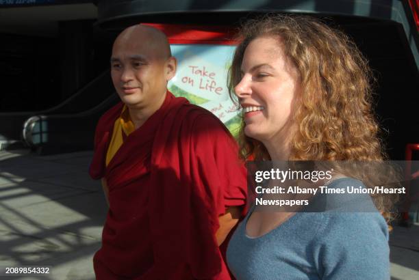 Sara Bronfman speaks at a news conference to discuss the schedule of events for the Dalai Lama's upcoming visit to Albany on Tuesday, March 17 at the...