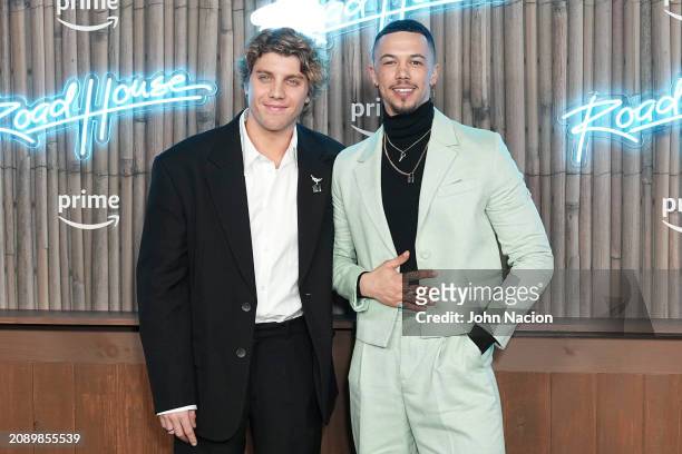 Lukas Gage and Dominique Columbus at the New York premiere of "Road House" held at Jazz at Lincoln Center on March 19, 2024 in New York City.