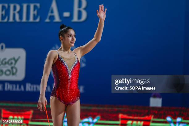 Sofia Raffaeli of Ginnastica Fabriano seen in action during Rhythmic Gymnastics FGI Serie A 2024 at PalaPrometeo. Rhythmic Gymnastics FGI Serie A...