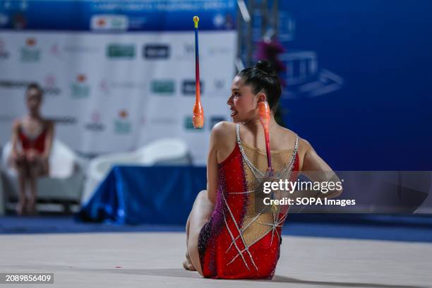 Milena Baldassarri of Ginnastica Fabriano seen in action during Rhythmic Gymnastics FGI Serie A 2024 at PalaPrometeo. Rhythmic Gymnastics FGI Serie A...