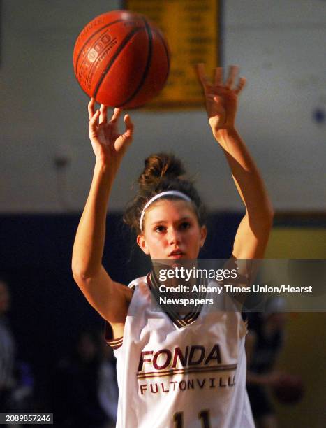 Times Union staff photo by John Carl D'Annibale: Fonda's Natalie Mosconi during game action against Schenectady Christian girls game at Galway High...