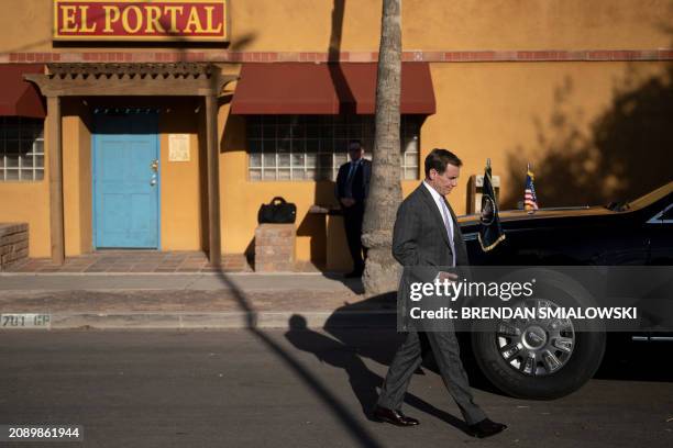 National Security Council spokesman John Kirby waits as US President Joe Biden speaks to supporters at El Portal Restaurant in Phoenix, Arizona, on...