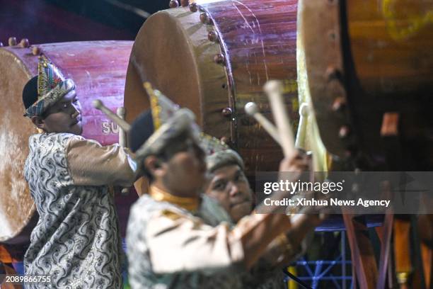 This photo taken on March 15, 2024 shows a group of musicians participating in Festival Bedug on the holy month of Ramadan in Jakarta, Indonesia.