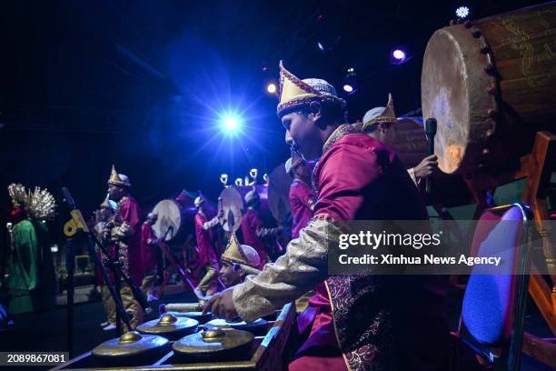 This photo taken on March 15, 2024 shows a group of musicians participating in Festival Bedug on the holy month of Ramadan in Jakarta, Indonesia.