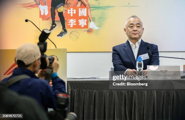 Qian Wei, co-chief executive officer of Li Ning Co., during a news conference in Hong Kong, China, on Wednesday, March 20, 2024. Li Ning jumps as...