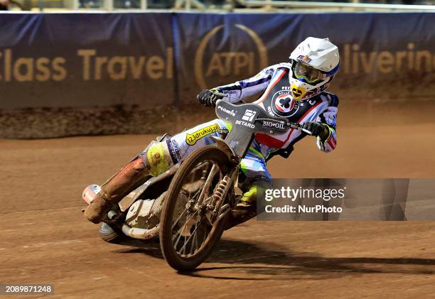 Maciej Janowski of Oxford Spires is competing in the Peter Craven Memorial Trophy meeting at the National Speedway Stadium in Manchester, on March...