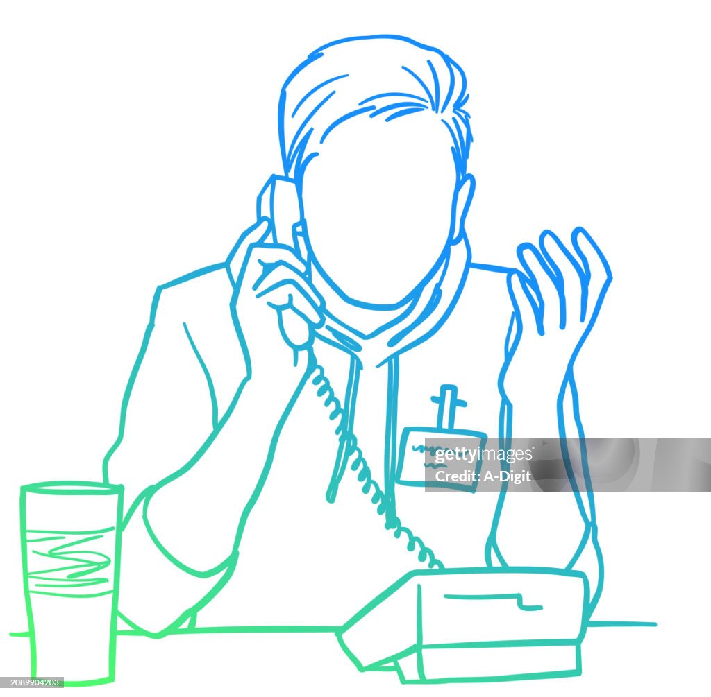 Kundendienst Festnetzmitarbeiter Blau Grün