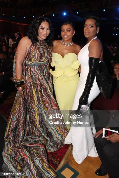 Tisha Campbell, Taraji P. Henson and Fantasia Barrino attend the 55th NAACP Image Awards at Shrine Auditorium and Expo Hall on March 16, 2024 in Los...