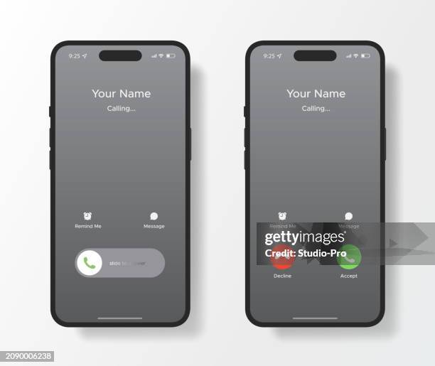 smartphone call screen interface mockup similar to iphone template vector - iphone mockup 幅插畫檔、美工圖案、卡通及圖標