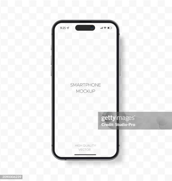 high quality smartphone mockup similar to iphone template vector - portability stock illustrations