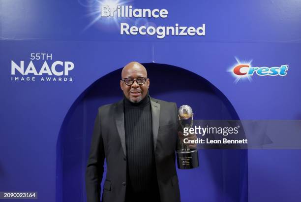 Bobby Brown of New Edition, inducted into the NAACP Image Awards Hall of Fame, attends the 55th NAACP Image Awards at Shrine Auditorium and Expo Hall...