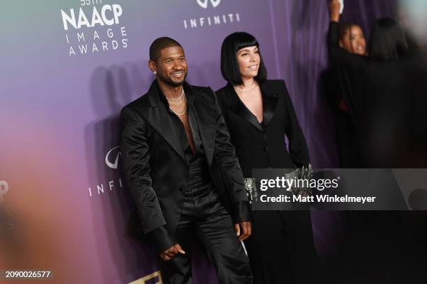 Usher and Jennifer Goicoechea Raymond attend the 55th Annual NAACP Awards at the Shrine Auditorium and Expo Hall on March 16, 2024 in Los Angeles,...