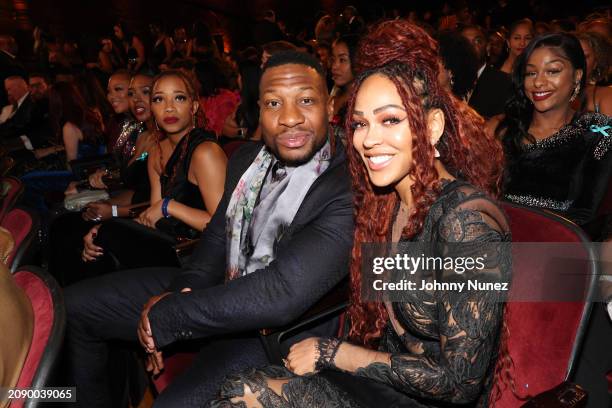 Jonathan Majors and Meagan Good attend the 55th NAACP Image Awards at Shrine Auditorium and Expo Hall on March 16, 2024 in Los Angeles, California.