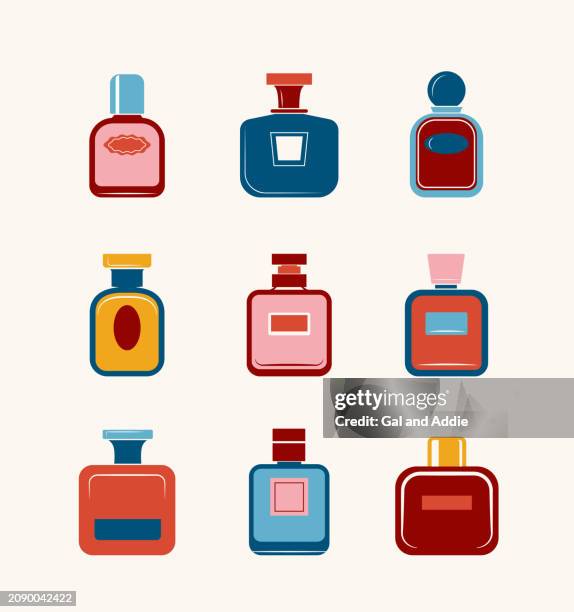 perfume bottles - vintage illustration medical spray stock illustrations