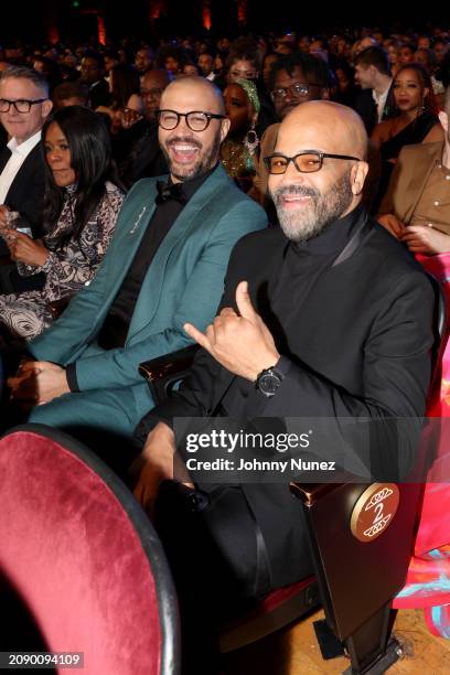 Cord Jefferson and Jeffrey Wright attend the 55th NAACP Image Awards at Shrine Auditorium and Expo Hall on March 16, 2024 in Los Angeles, California.