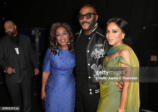 Oprah Winfrey, Tyler Perry and Kerry Washington attend the 55th NAACP Image Awards at Shrine Auditorium and Expo Hall on March 16, 2024 in Los...