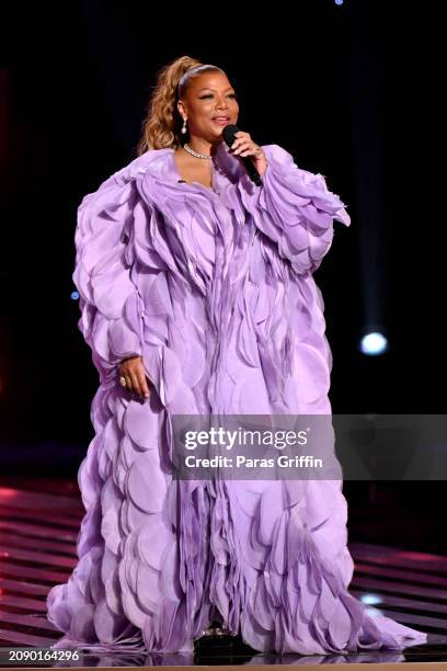 Queen Latifah speaks onstage during the 55th NAACP Image Awards at Shrine Auditorium and Expo Hall on March 16, 2024 in Los Angeles, California.