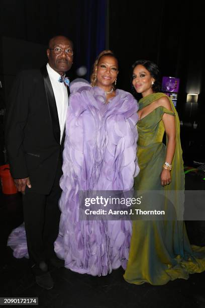 Delroy Lindo, Queen Latifah and Kerry Washington attend the 55th NAACP Image Awards at Shrine Auditorium and Expo Hall on March 16, 2024 in Los...