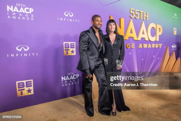 Usher and Jennifer Goicoechea attend the 55th NAACP Image Awards at Shrine Auditorium and Expo Hall on March 16, 2024 in Los Angeles, California.