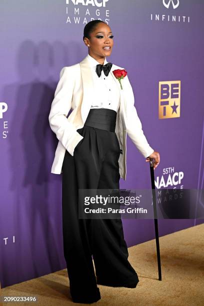 Keke Palmer attends the 55th NAACP Image Awards at Shrine Auditorium and Expo Hall on March 16, 2024 in Los Angeles, California.