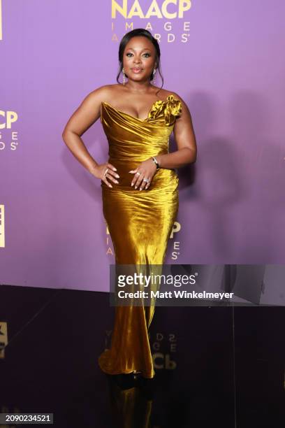 Naturi Naughton poses in the press room during the 55th Annual NAACP Awards at the Shrine Auditorium and Expo Hall on March 16, 2024 in Los Angeles,...
