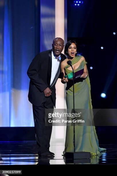 Delroy Lindo and Kerry Washington speak onstage during the 55th NAACP Image Awards at Shrine Auditorium and Expo Hall on March 16, 2024 in Los...