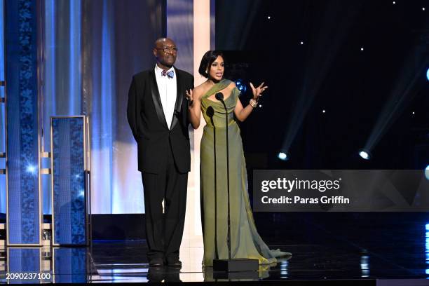 Delroy Lindo and Kerry Washington speak onstage during the 55th NAACP Image Awards at Shrine Auditorium and Expo Hall on March 16, 2024 in Los...