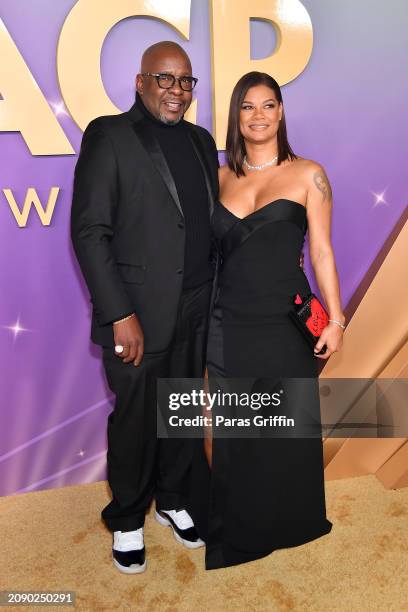 Bobby Brown and Alicia Etheredge attend the 55th NAACP Image Awards at Shrine Auditorium and Expo Hall on March 16, 2024 in Los Angeles, California.