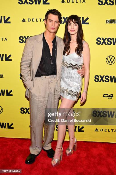 Nicholas Galitzine and Anne Hathaway attend "The Idea Of You" World Premiere during SXSW at The Paramount Theater on March 16, 2024 in Austin, Texas.