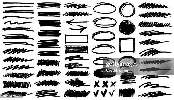 stockillustraties, clipart, cartoons en iconen met hand drawn design elements - viltstift