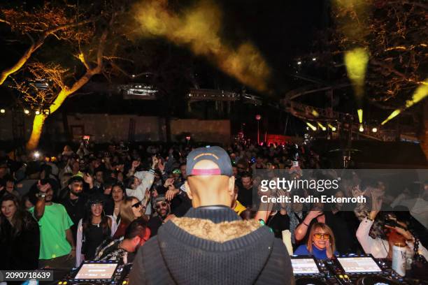 View from DJ booth at RASA presents: Thrill City at Six Flags Magic Mountain on March 16, 2024 in Valencia, California.