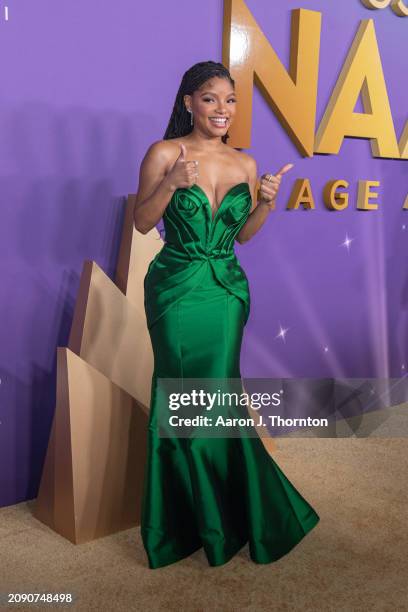 Halle Bailey attends the 55th NAACP Image Awards at Shrine Auditorium and Expo Hall on March 16, 2024 in Los Angeles, California.