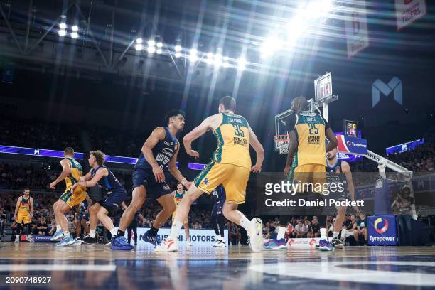 General view during game one of the NBL Championship Grand Final Series between Melbourne United and Tasmania Jackjumpers at John Cain Arena, on...